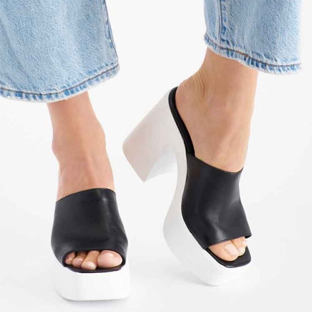 Nwt Free People Platform Leather Black Mules 38